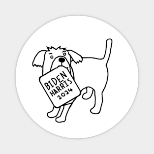 Dog with Biden Harris 2024 Sign Line Drawing Magnet